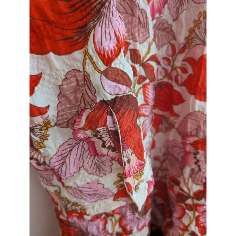 Women's ZARA Floral Tiered Mini Dress M Red Pink - Picture 7 of 8